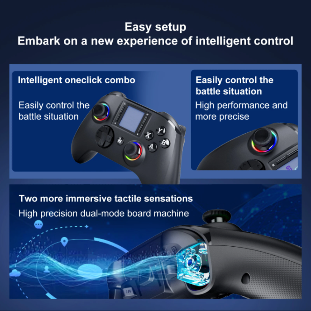 1.44" Screen Wireless Gaming Controller with RGB Lights