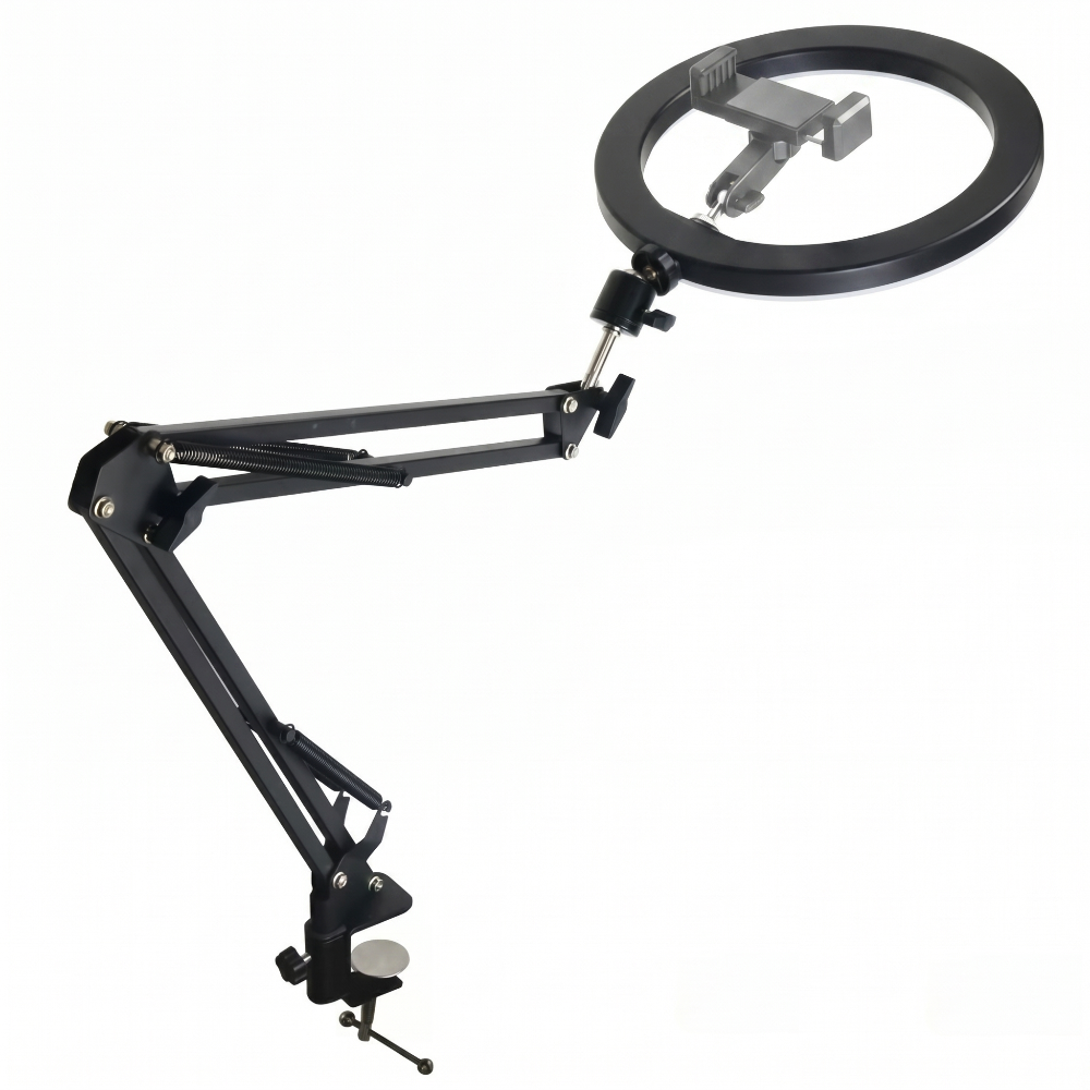 Heavy-Duty Metal Overhead Phone Stand with A 10" Fill Ring Light