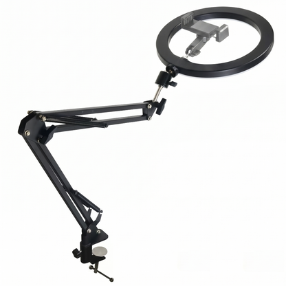 Heavy-Duty Metal Overhead Phone Stand with A 10" Fill Ring Light