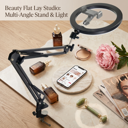 Heavy-Duty Metal Overhead Phone Stand with A 10" Fill Ring Light