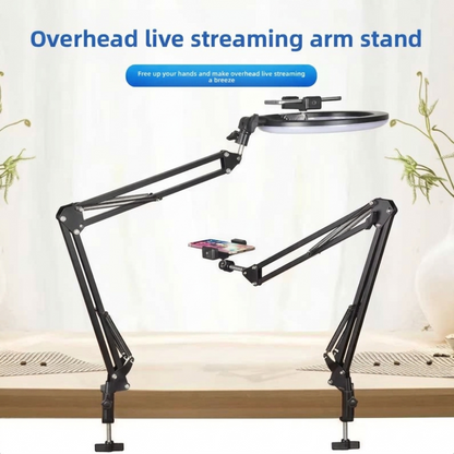 Heavy-Duty Metal Overhead Phone Stand with A 10" Fill Ring Light