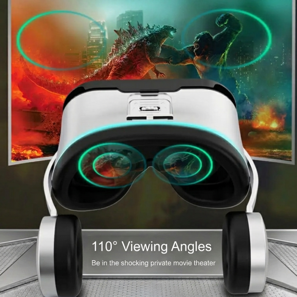 Immersive 3D VR Headset with Built-in Bluetooth Headphones