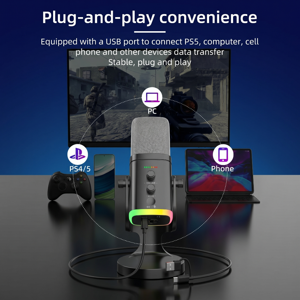 Dual-Mode RGB Dynamic Microphone