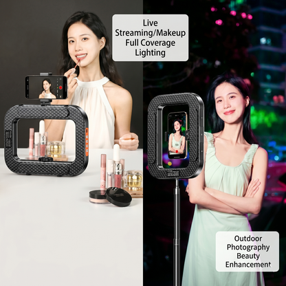 Handheld Rechargeable Ring Fill Light with Phone Holder