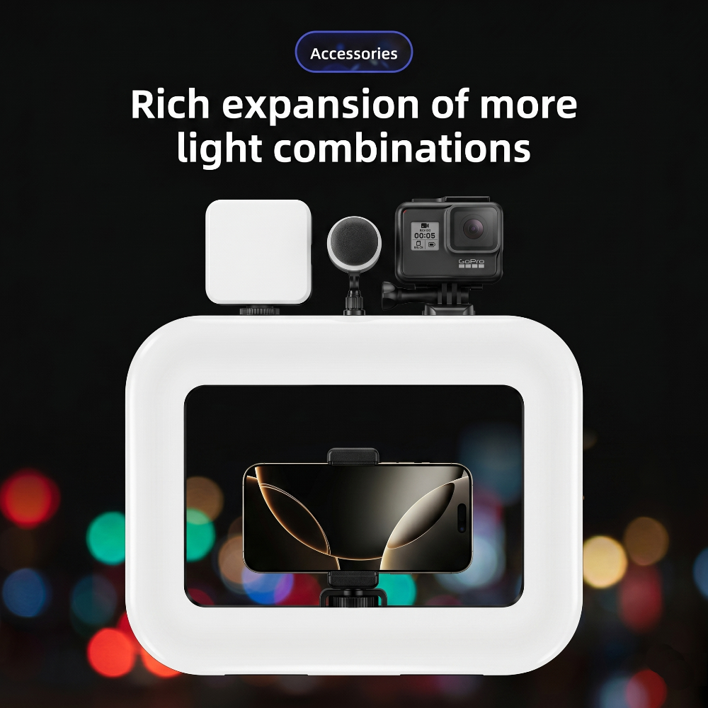 Handheld Rechargeable Ring Fill Light with Phone Holder