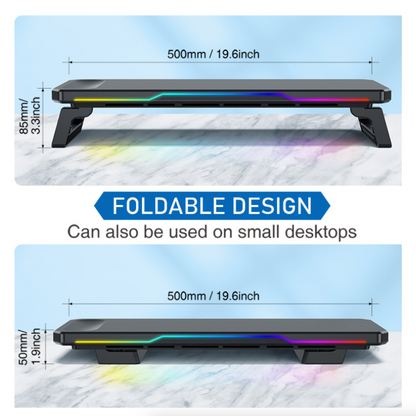 RGB Illuminated Monitor Riser with Wireless Charging Hub