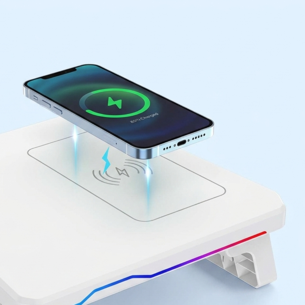 RGB Illuminated Monitor Riser with Wireless Charging Hub