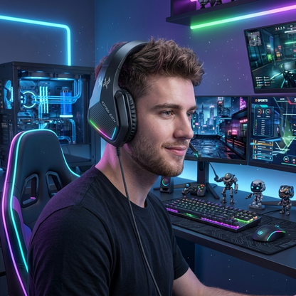 Immersive Wired Gaming Headset with LED Glow