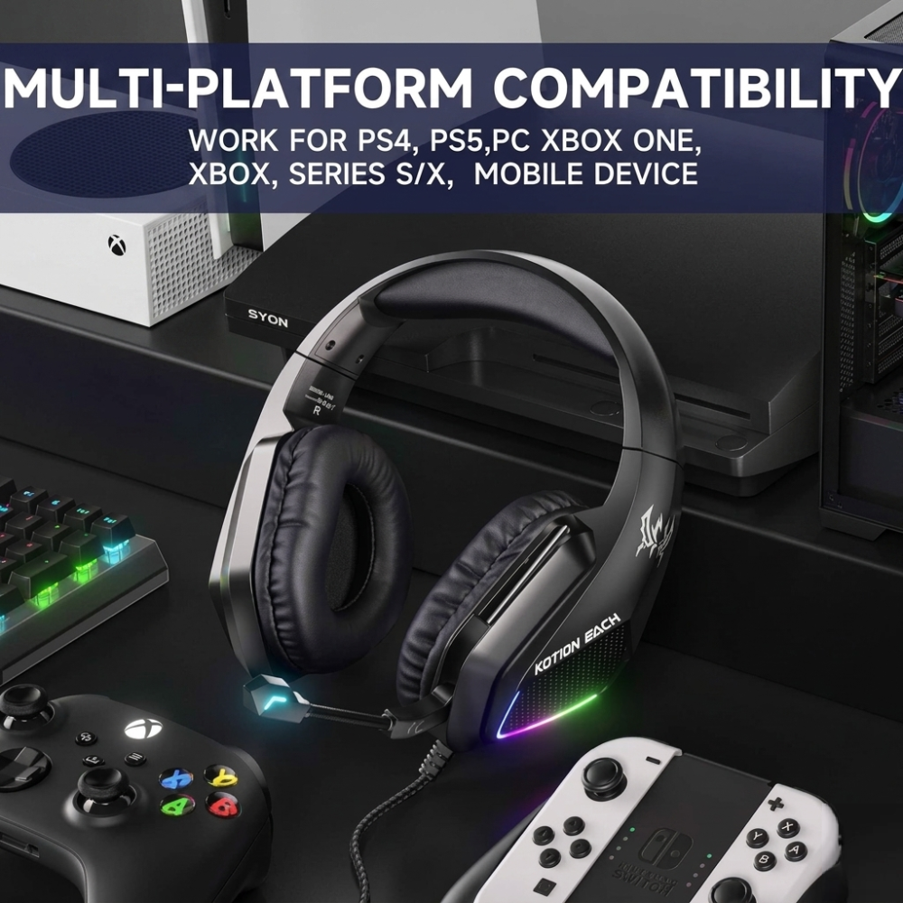 Immersive Wired Gaming Headset with LED Glow