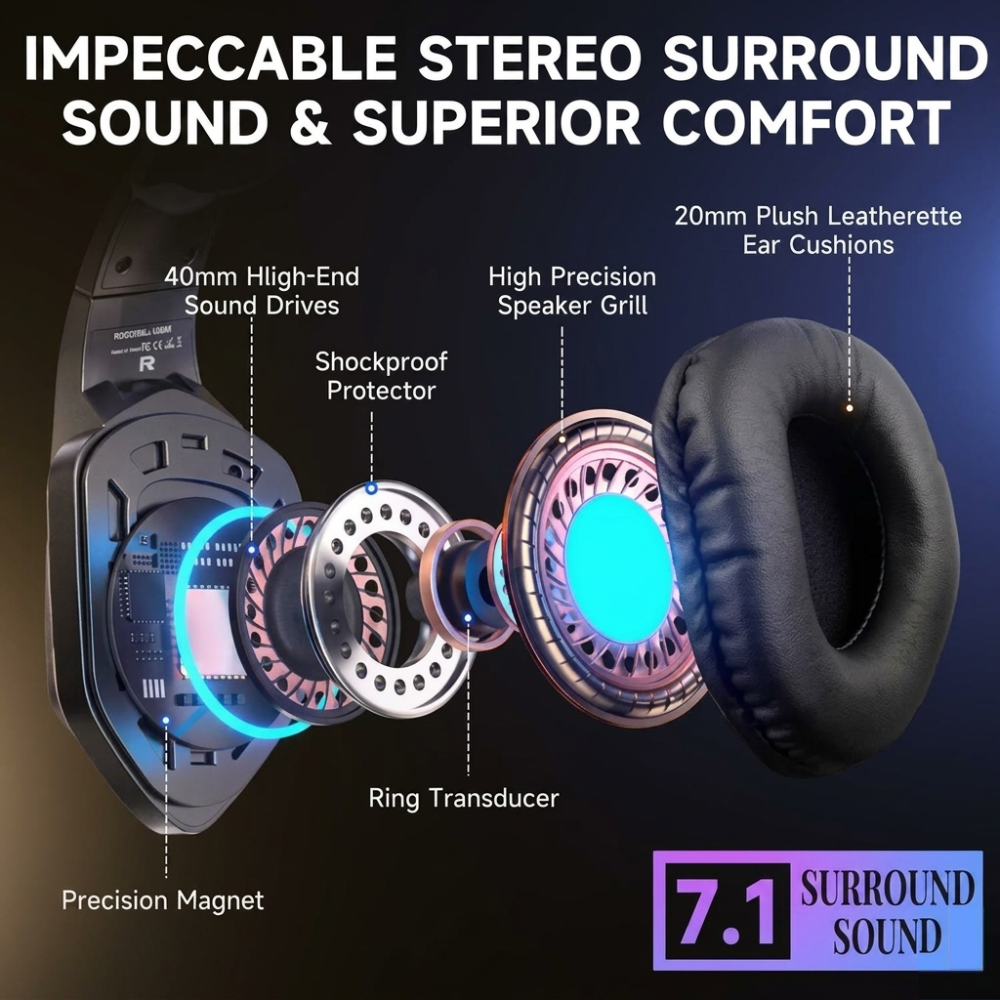 Immersive Wired Gaming Headset with LED Glow