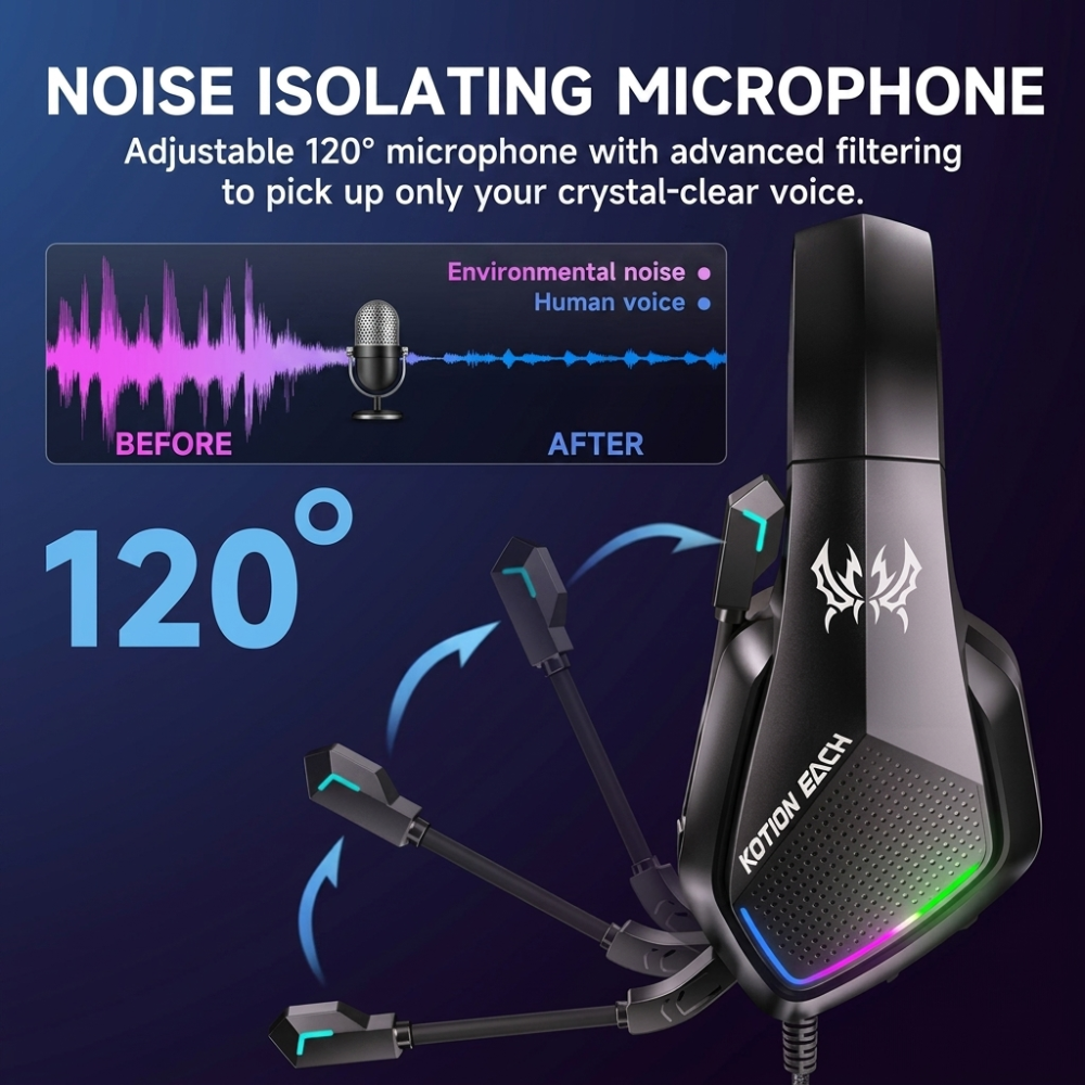 Immersive Wired Gaming Headset with LED Glow