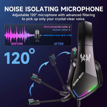 Immersive Wired Gaming Headset with LED Glow