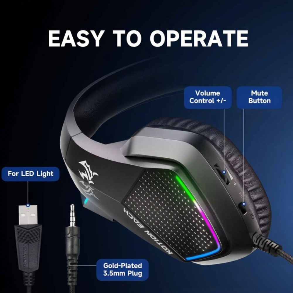 Immersive Wired Gaming Headset with LED Glow