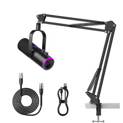Dual XLR/USB Gaming Podcast Microphone with Boom Arm