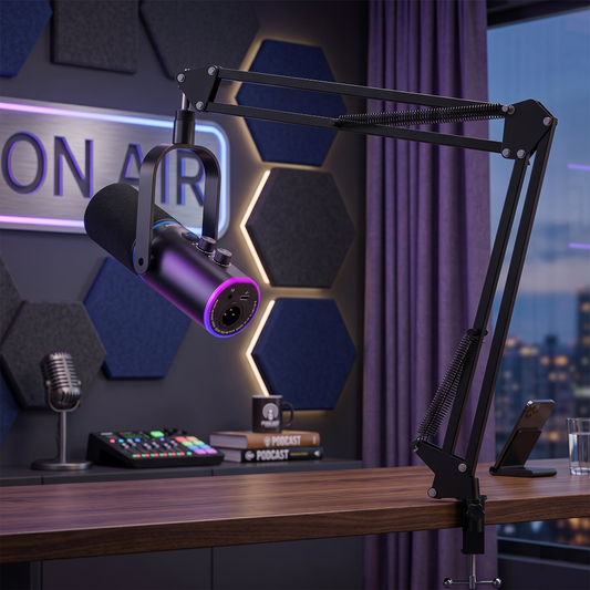 Dual XLR/USB Gaming Podcast Microphone with Boom Arm