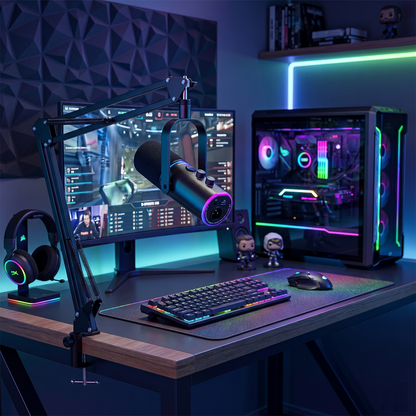Dual XLR/USB Gaming Podcast Microphone with Boom Arm