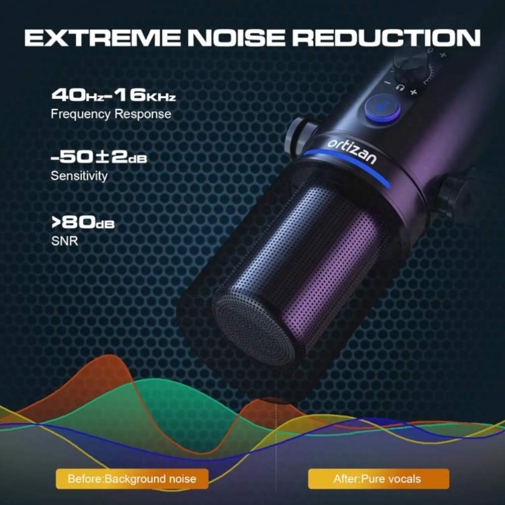 Dual XLR/USB Gaming Podcast Microphone with Boom Arm