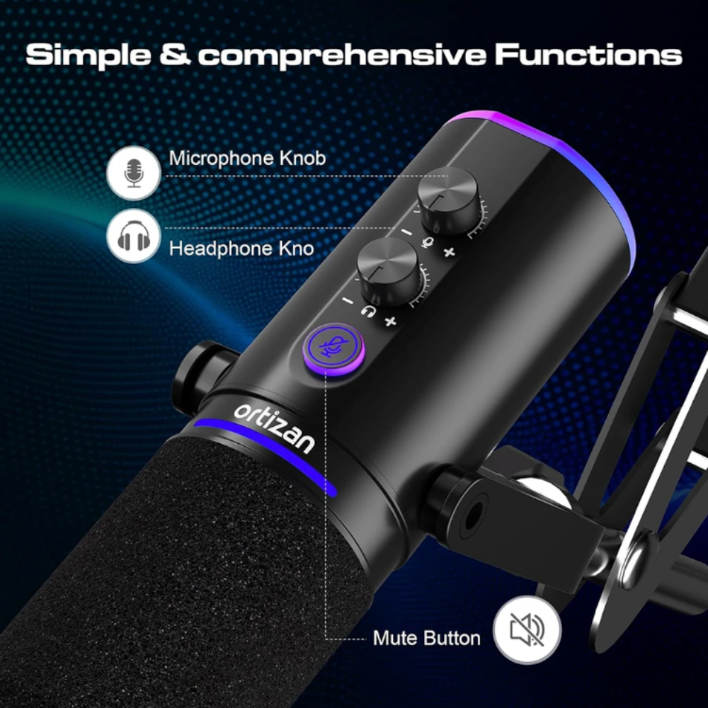 Dual XLR/USB Gaming Podcast Microphone with Boom Arm