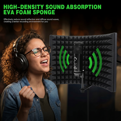 Compact 3-Panel Microphone Isolation Shield