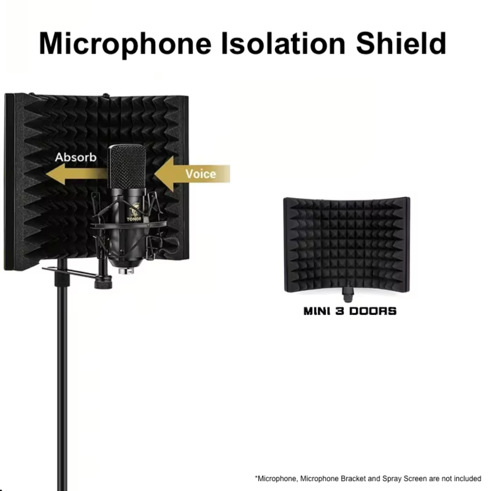 Compact 3-Panel Microphone Isolation Shield
