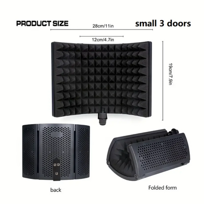 Compact 3-Panel Microphone Isolation Shield