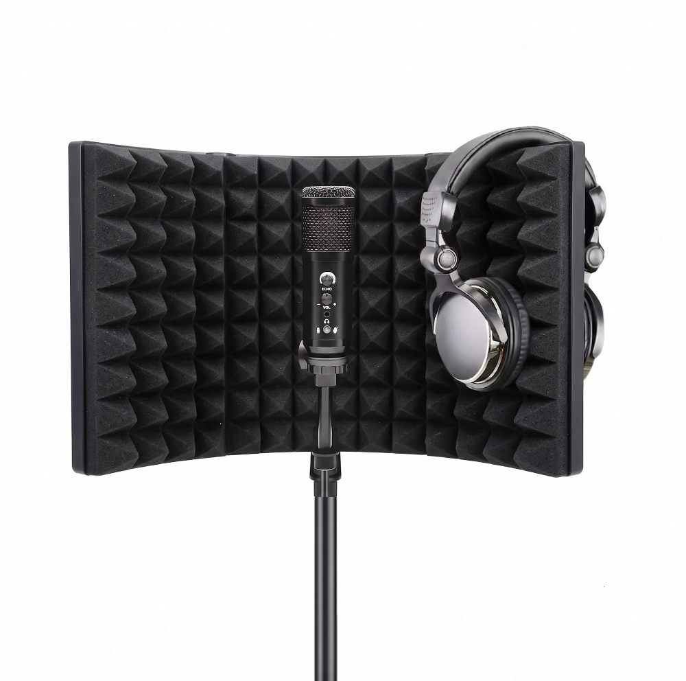 Compact 3-Panel Microphone Isolation Shield