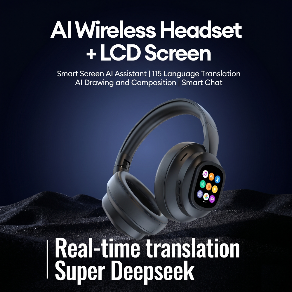 AI Smart Wireless Headphones with Detachable Touch Screen