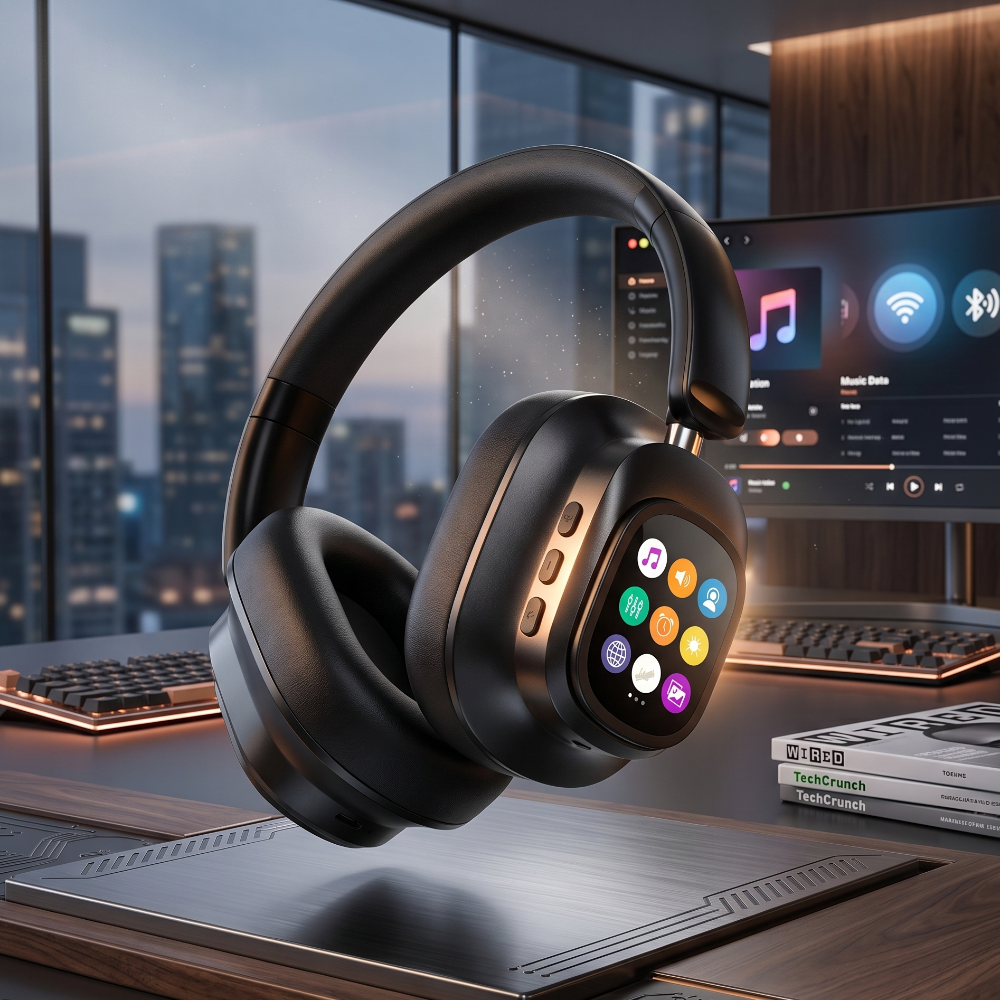 AI Smart Wireless Headphones with Detachable Touch Screen