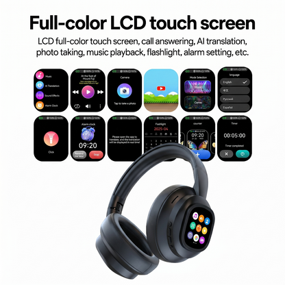 AI Smart Wireless Headphones with Detachable Touch Screen