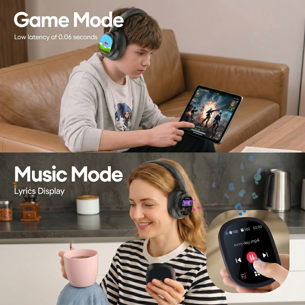 AI Smart Wireless Headphones with Detachable Touch Screen