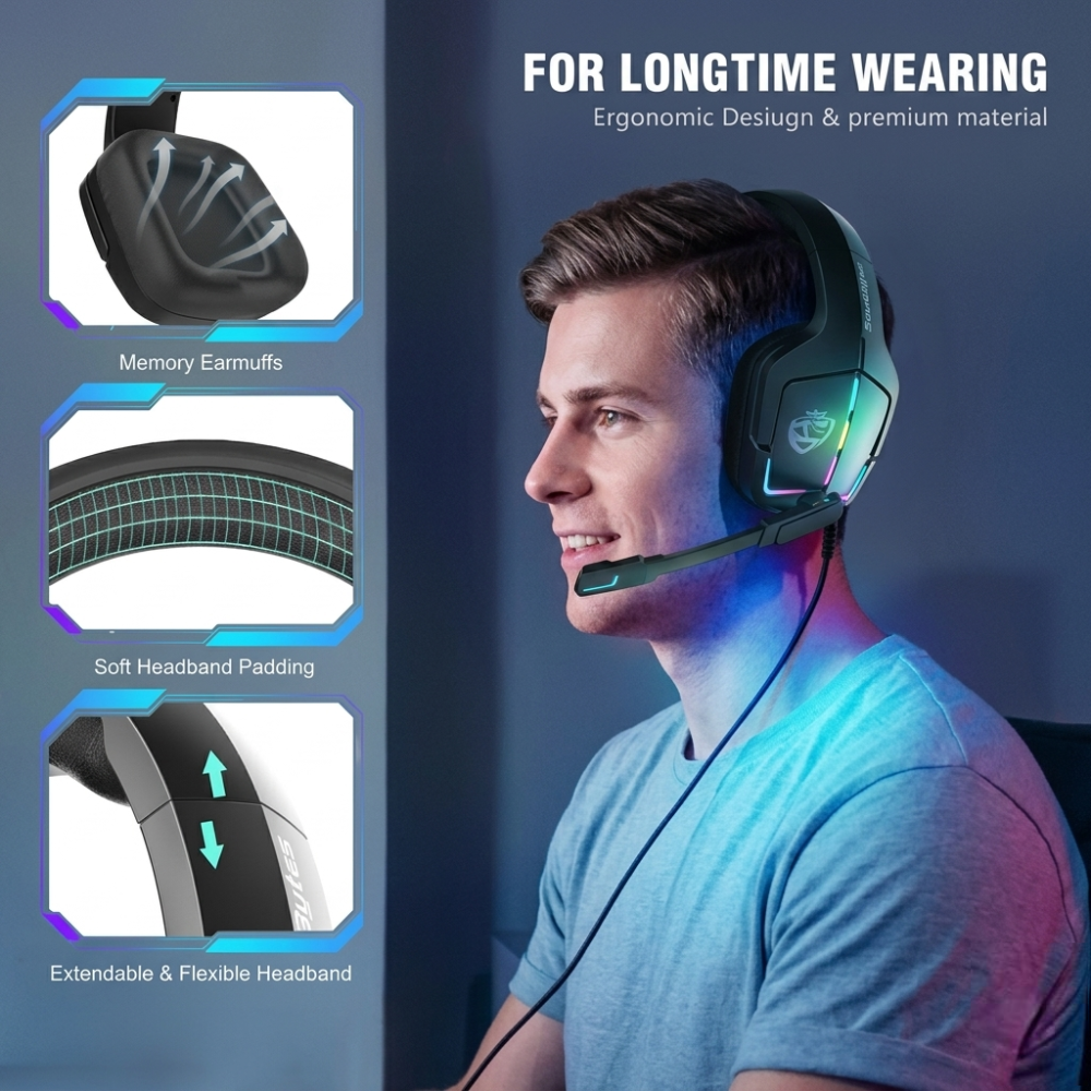 RGB Wired Gaming Headset with Surround Sound