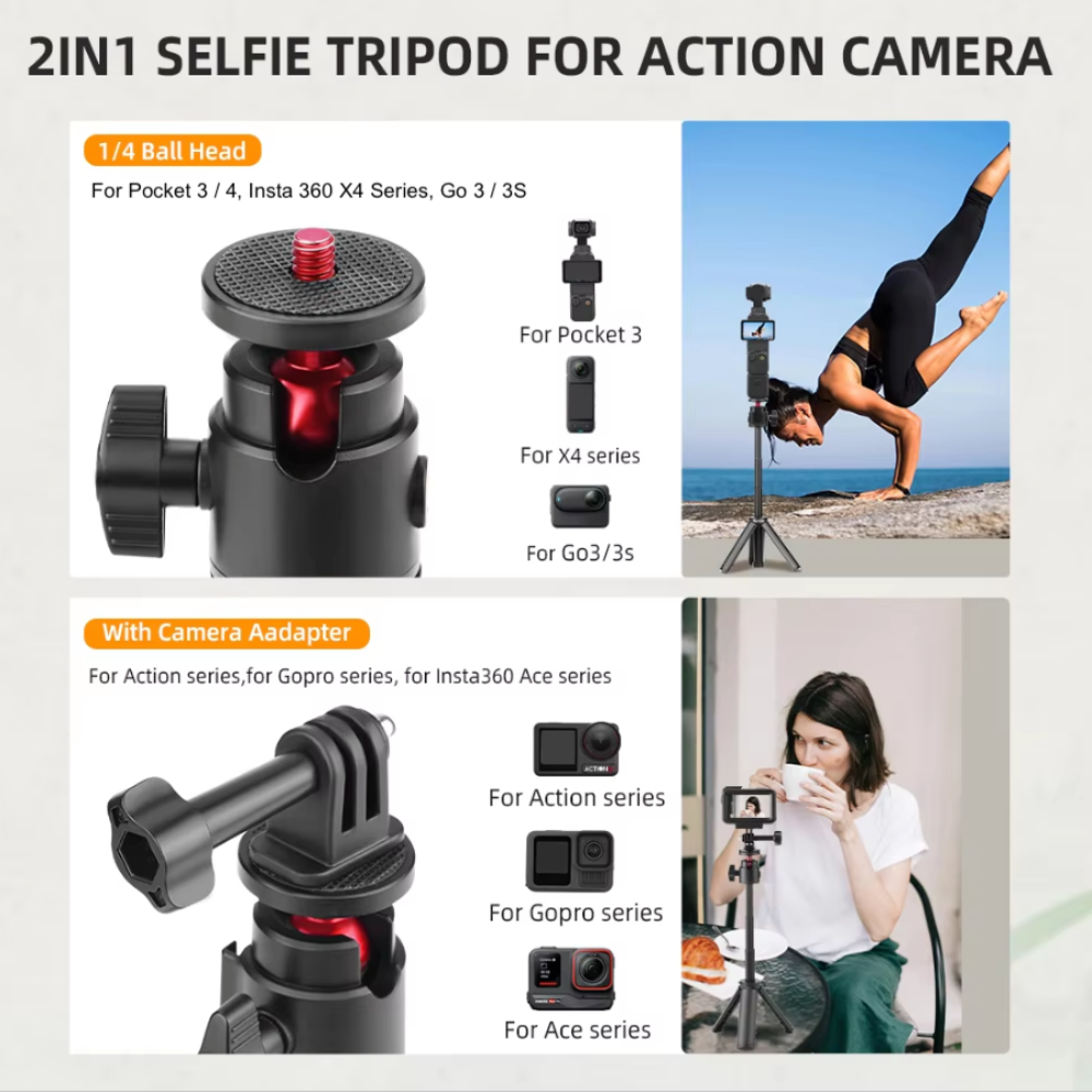 Versatile 2-in-1 Extendable Selfie Stick Tripod