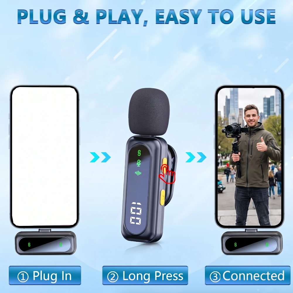Professional Type C Plug-and-Play Wireless Lavalier Microphone