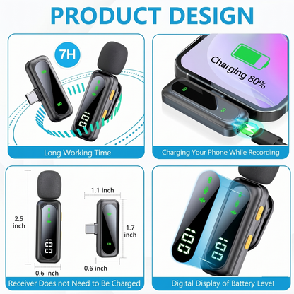 Professional Type C Plug-and-Play Wireless Lavalier Microphone