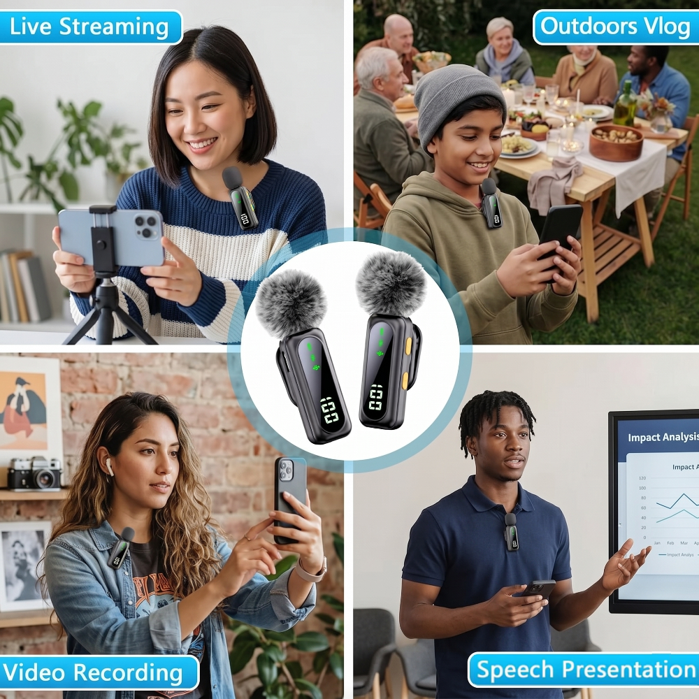 Professional Type C Plug-and-Play Wireless Lavalier Microphone