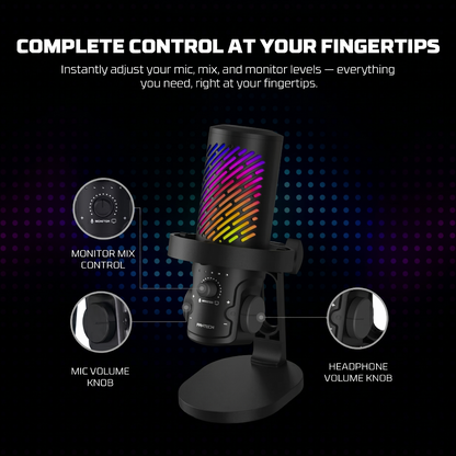 Premium USB Condenser Microphone with RGB Lighting and Noise Cancellation