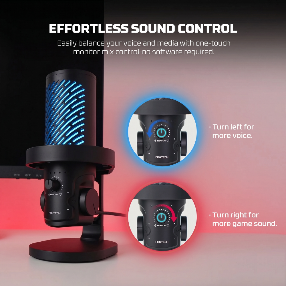 Premium USB Condenser Microphone with RGB Lighting and Noise Cancellation