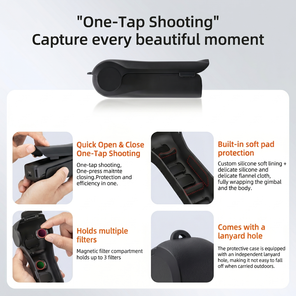 Flip-Top Gimbal Protective Case with Filter Storage Compatible For Osmo Pocket 4