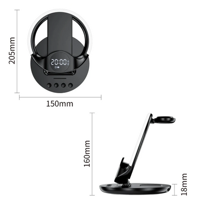 5-in-1 RGB Ambient Wireless Charging Station with Alarm Clock