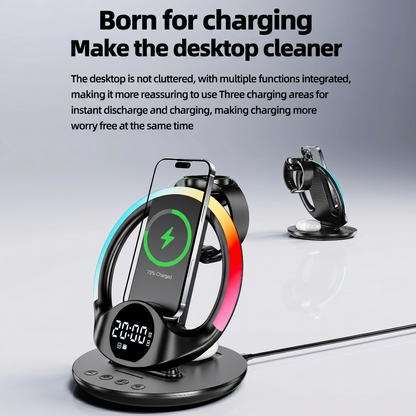 5-in-1 RGB Ambient Wireless Charging Station with Alarm Clock