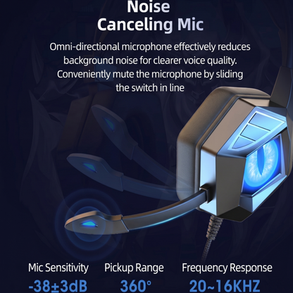 Dragon Breathing Lights Wired Gaming Headset With Mic