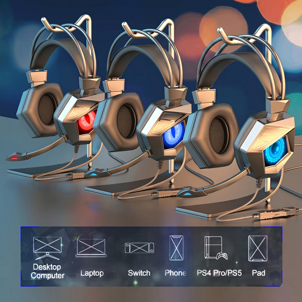 Dragon Breathing Lights Wired Gaming Headset With Mic