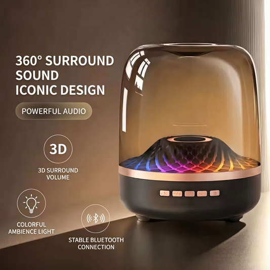 Transparent 360° RGB Bluetooth Speaker with TWS Stereo Sound
