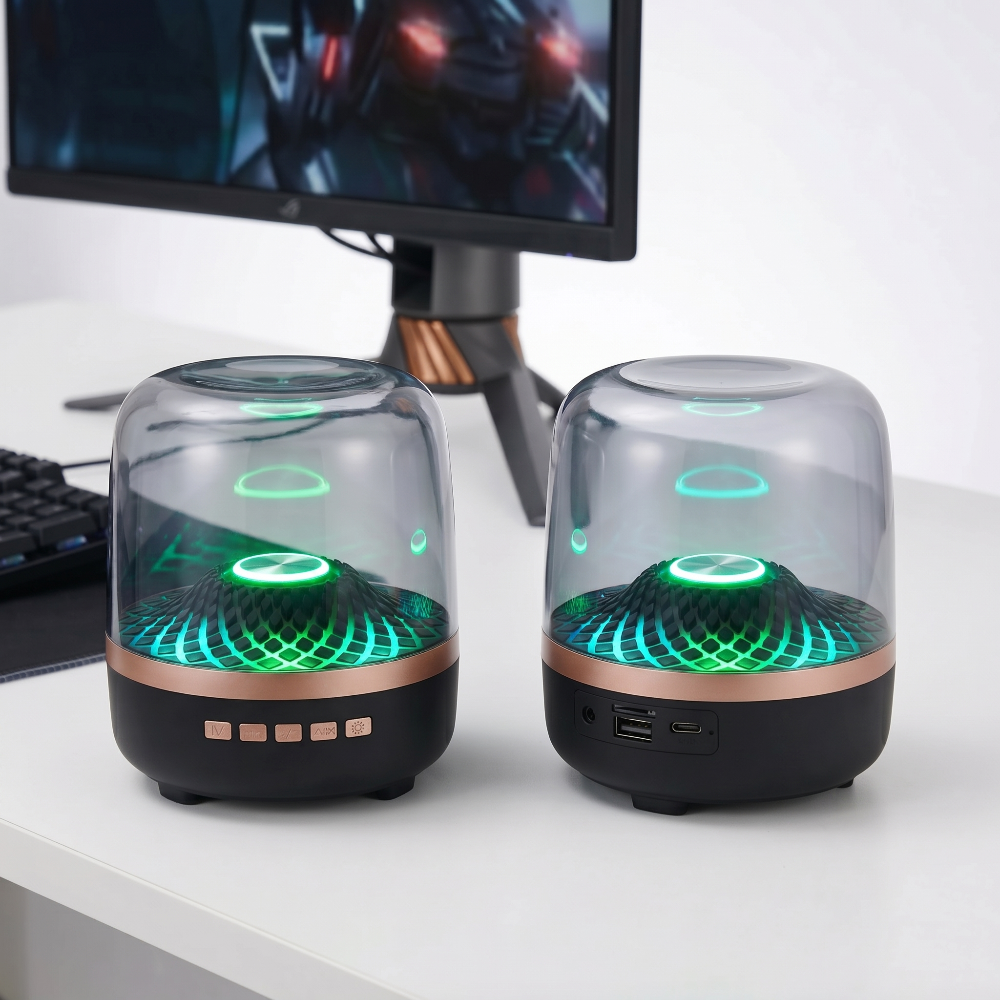 Transparent 360° RGB Bluetooth Speaker with TWS Stereo Sound