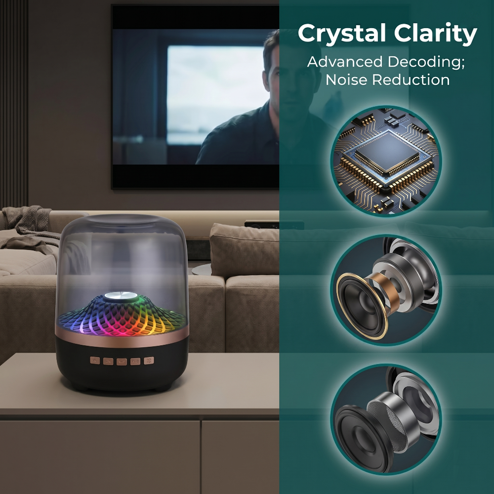 Transparent 360° RGB Bluetooth Speaker with TWS Stereo Sound