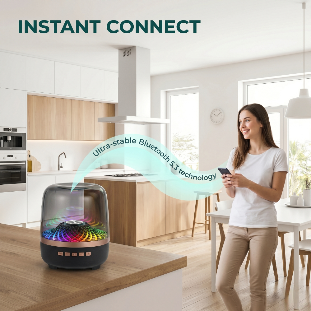 Transparent 360° RGB Bluetooth Speaker with TWS Stereo Sound
