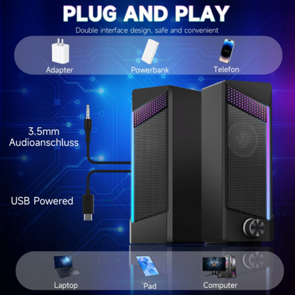 RGB USB Portable PC Stereo Speaker with Subwoofer