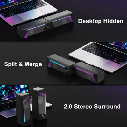 RGB USB Portable PC Stereo Speaker with Subwoofer