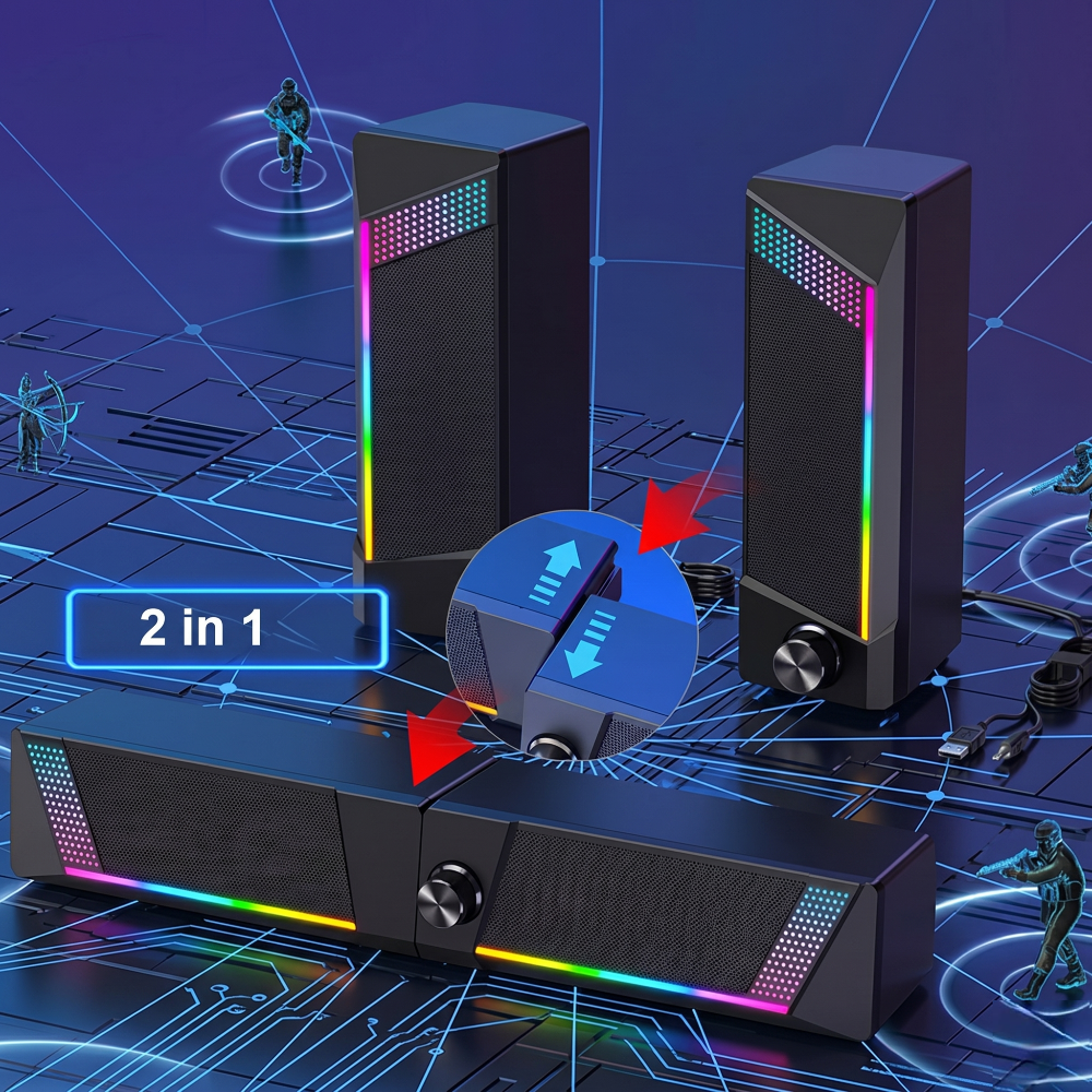 RGB USB Portable PC Stereo Speaker with Subwoofer