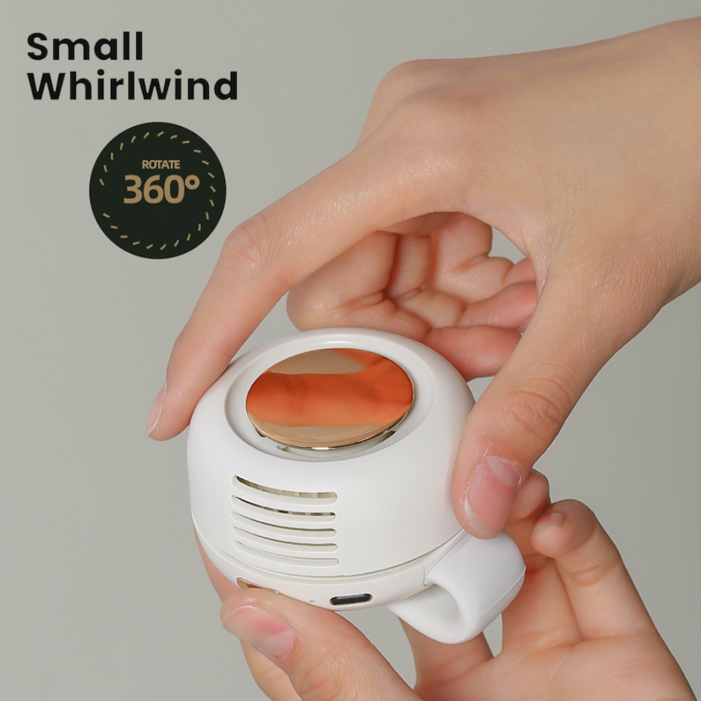 WhirlClip Leafless Mini Fan – Silent, Rechargeable, Clip-On Cool!